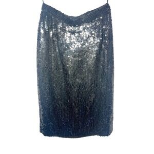 Vintage 1985 St Martin Black Sequin Cocktail Skirt Party Evening Glam XS